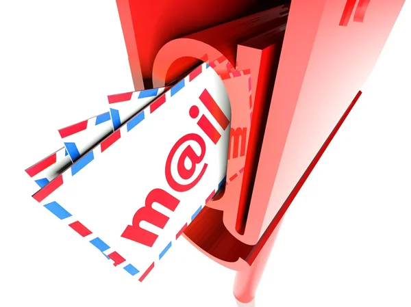 Caixa de correio com correio isolado sobre branco — Fotografia de Stock