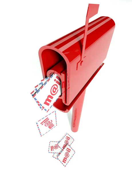 Mailbox with mail isolated over white — Stock Photo, Image