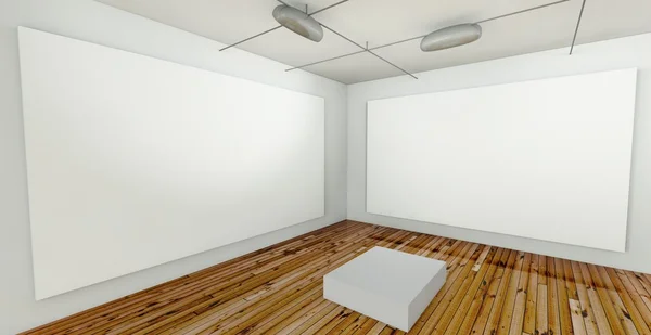 Leere Rahmen, 3D-Galeriehalle — Stockfoto