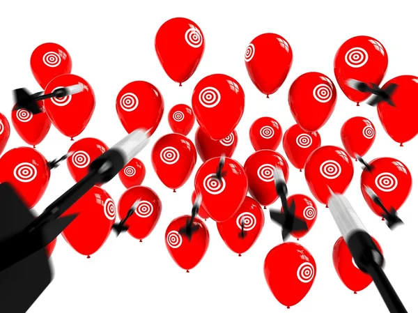 Objetivo de negocio, aspiración y éxito, flechas y globos — Foto de Stock