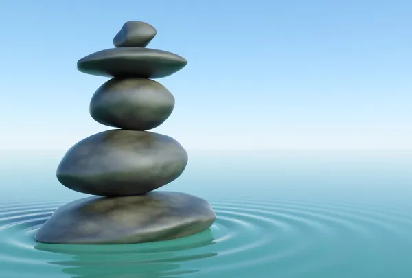 3D-zen stenen in een zen water — Stockfoto