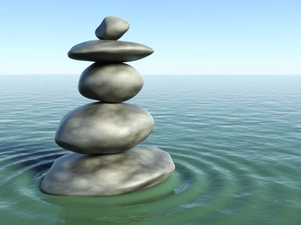 3D zen zen su taşlar — Stok fotoğraf
