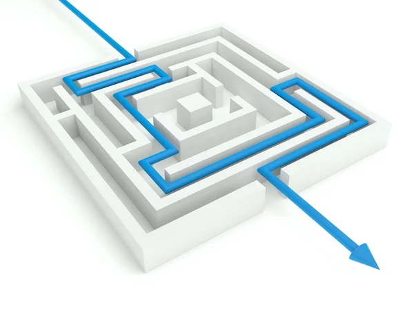 Labirinto 3d resolvido, conceito de negócio — Fotografia de Stock