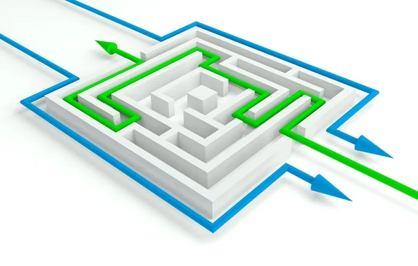 Várias soluções para o labirinto, 3d conceito de negócios — Fotografia de Stock