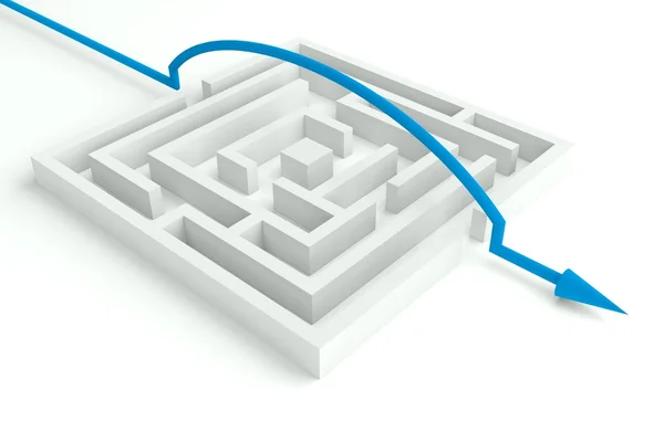 3d labirinto resolvido, solução inteligente — Fotografia de Stock