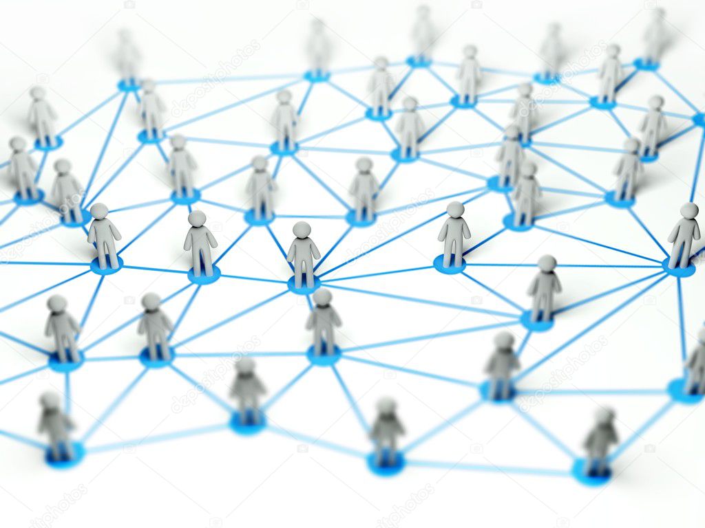 Social network connection concept, abstract 3d illustration