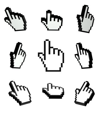 3d Hand cursors set clipart