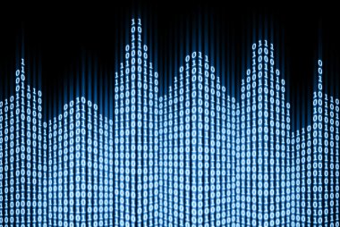 Binary digital city, abstract 3d tech background clipart