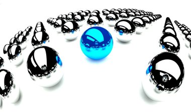 Individuality symbol, blue ball amongst other balls clipart