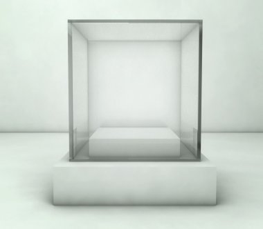 Empty glass showcase, 3d exhibition space clipart