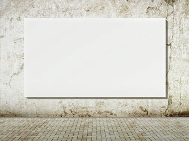 Blank street advertising billboard on grunge wall clipart