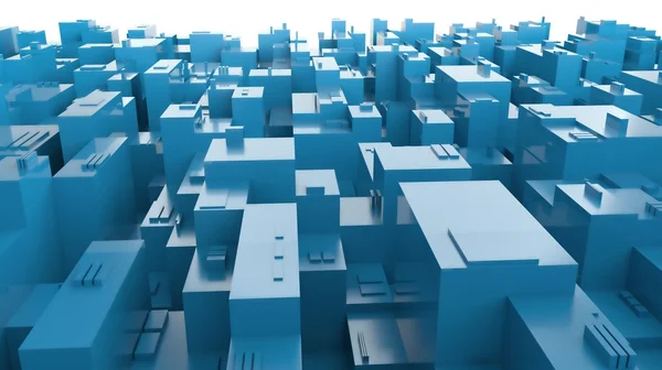 3D panorama modré města — Stock fotografie