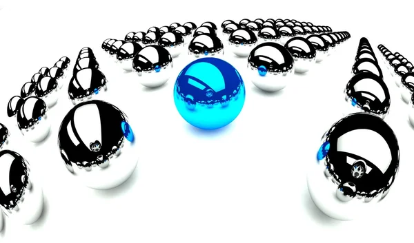 Símbolo de individualidad, bola azul entre otras bolas —  Fotos de Stock