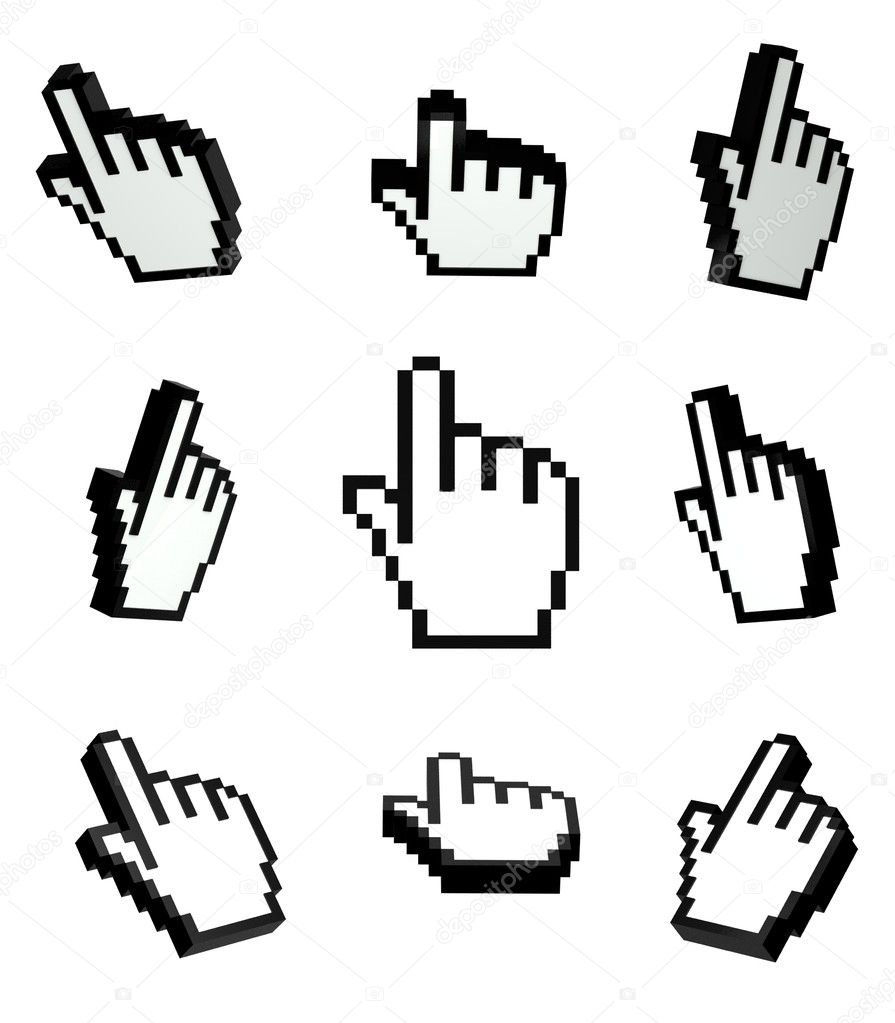 3d Hand cursors set