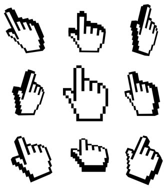 3d Hand cursors set clipart