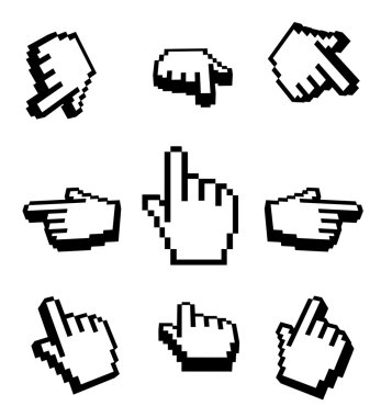 3d Hand cursors navigation set clipart