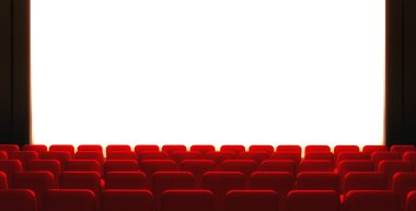 3d Empty cinema screen with auditorium clipart