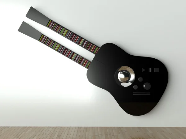 3d Audio player guitar shape, design furniture — Stock Photo, Image