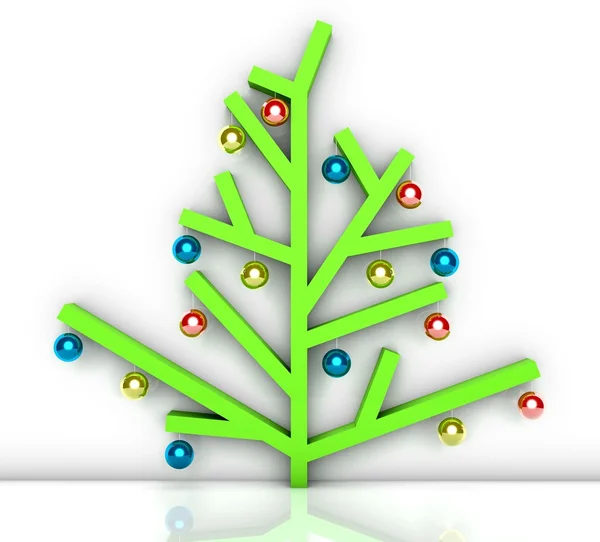 Árvore de Natal moderna e minimalista com bugigangas — Fotografia de Stock