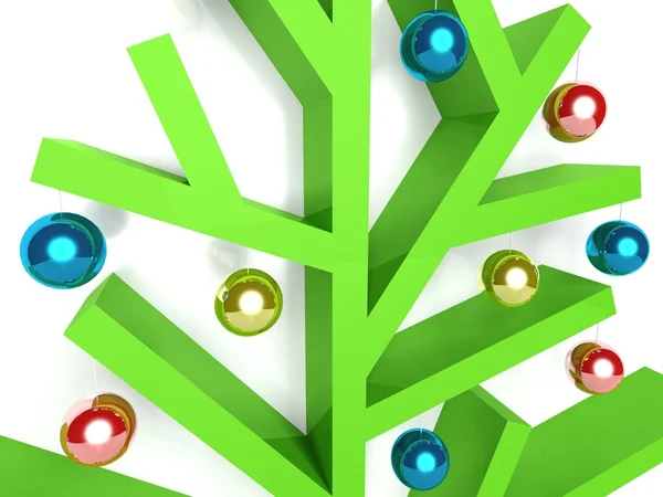 Modern, minimalist Christmas tree with baubles — Stock Photo, Image