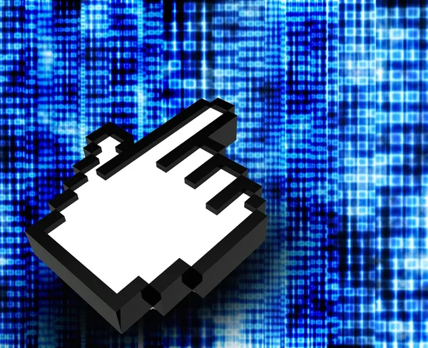 Abstract binary code with hand icon — Stock Photo, Image