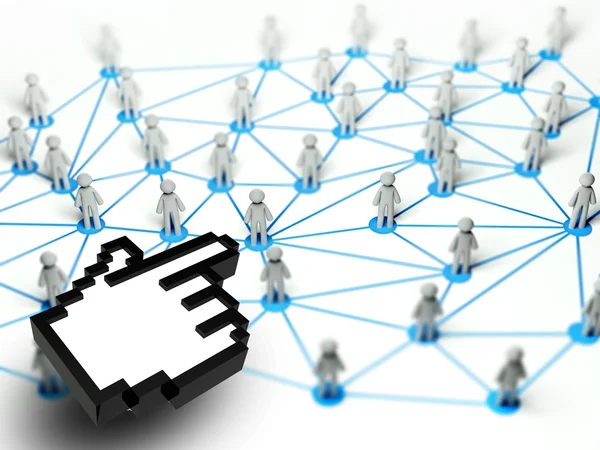 Sociaal netwerkverbinding met het pictogram van een hand — Stockfoto