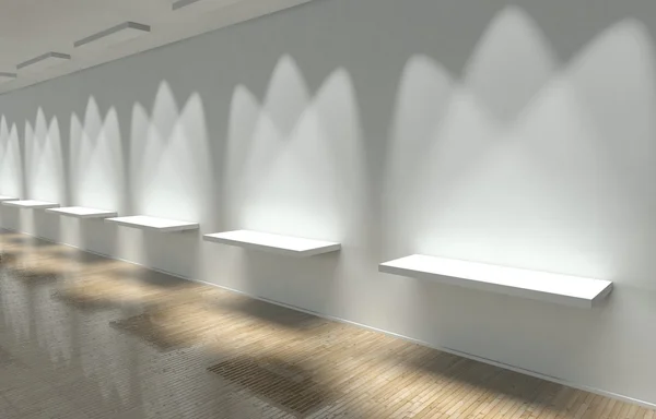 3D prázdné bílé police — Stock fotografie