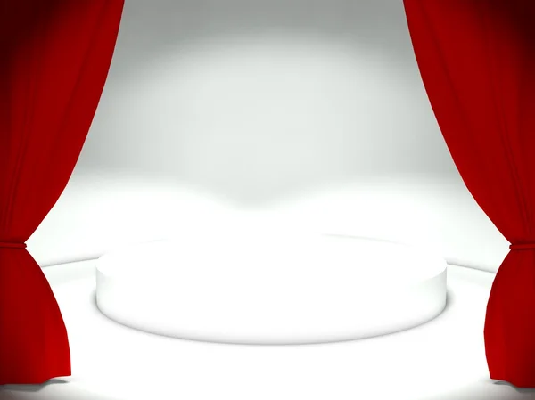 3d tenda rossa con palcoscenico vuoto — Foto Stock
