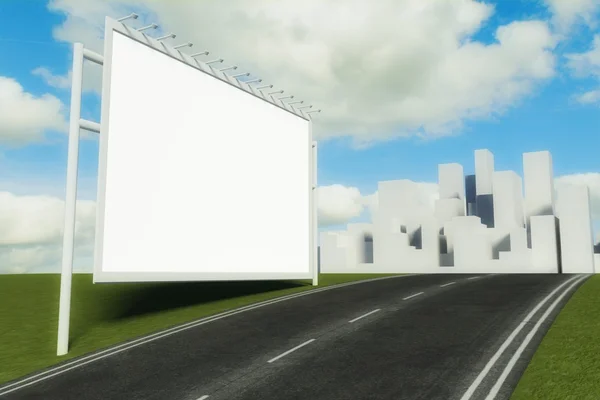 3D billboard ve yol şehir kökenli — Stok fotoğraf