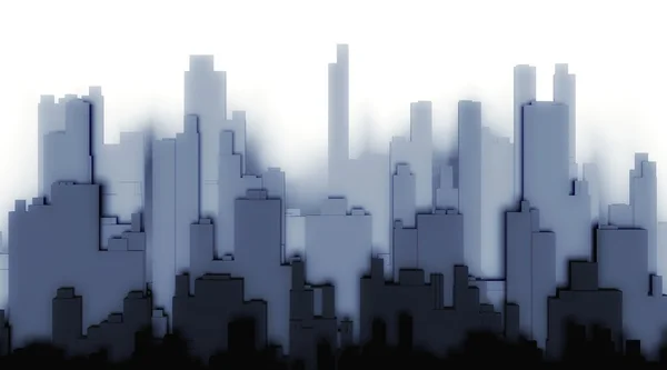 3d silhouette ville sur un fond blanc — Photo