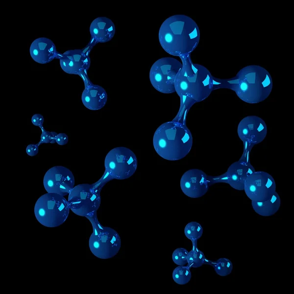 Молекулы, изолированные на черном — стоковое фото