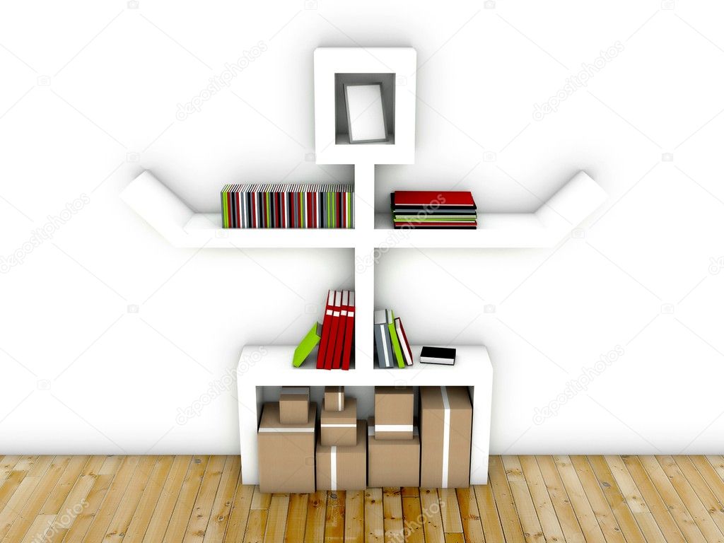 3d designer shelf in modern interior
