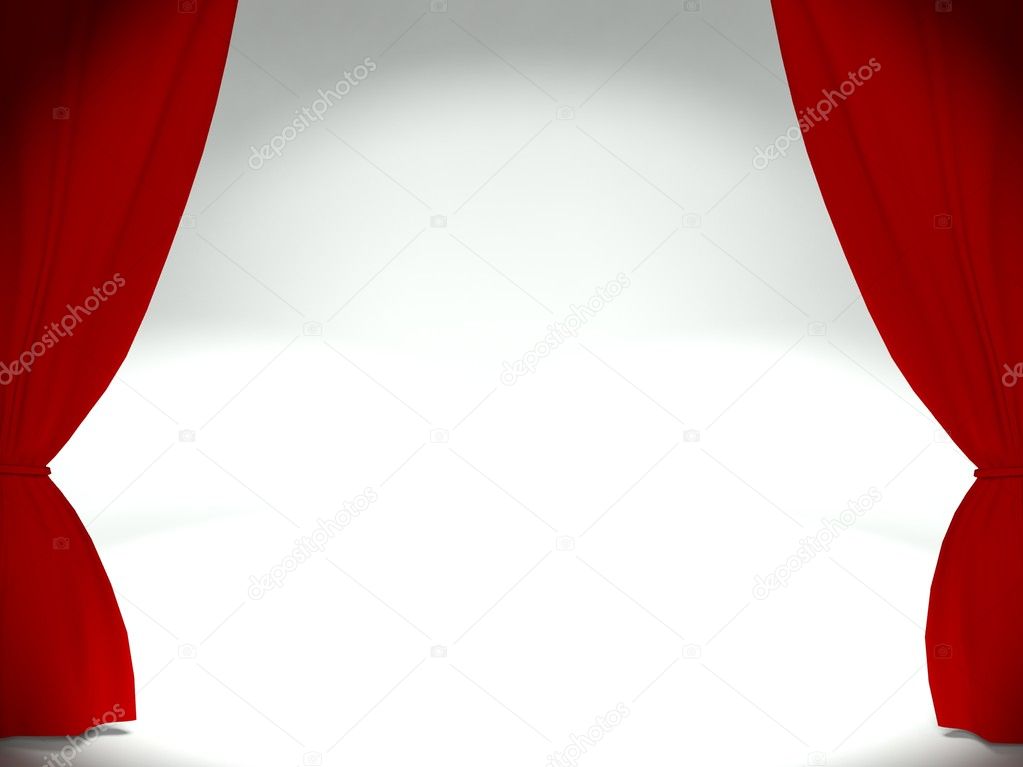 3d red curtain with empty stage