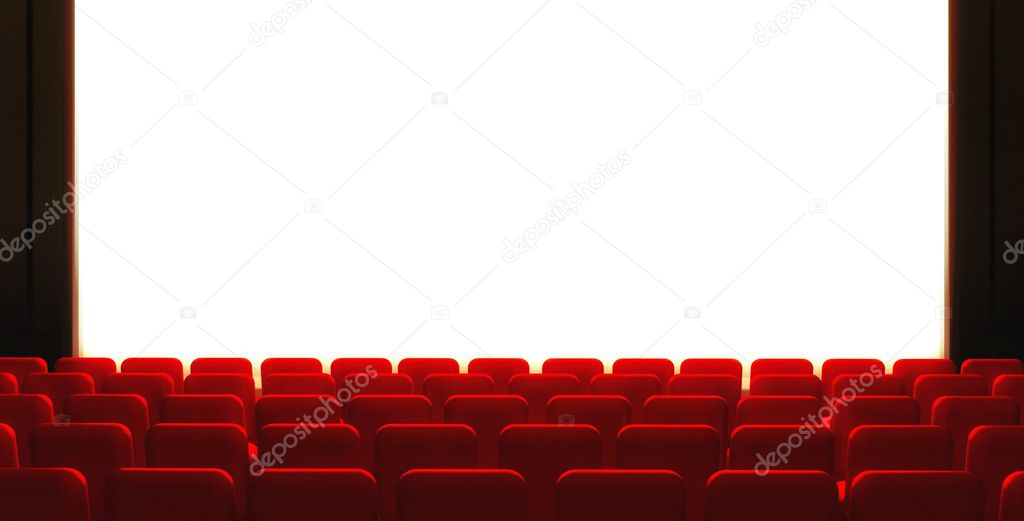 3d Empty cinema screen with auditorium