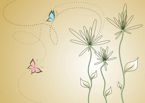 Фон с цветами и бабочками . — стоковый вектор