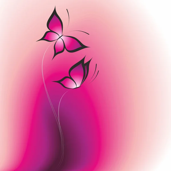 Papillons sur fond rose . — Image vectorielle