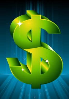 Green symbol of dollar. clipart