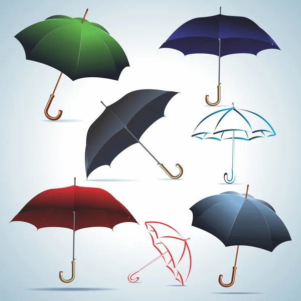 Regenschirme in verschiedenen Farben. — Stockvektor