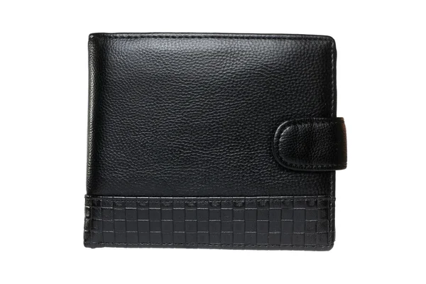 Svart läder plånbok isolerade — Stockfoto
