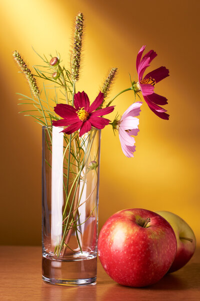 Flowers and apples still life