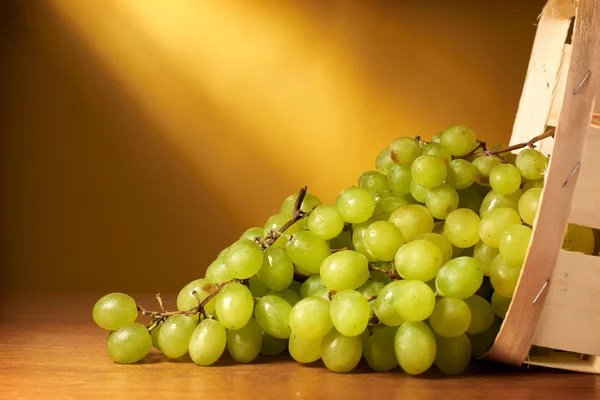 Green grapes in the basket — Stock Photo, Image