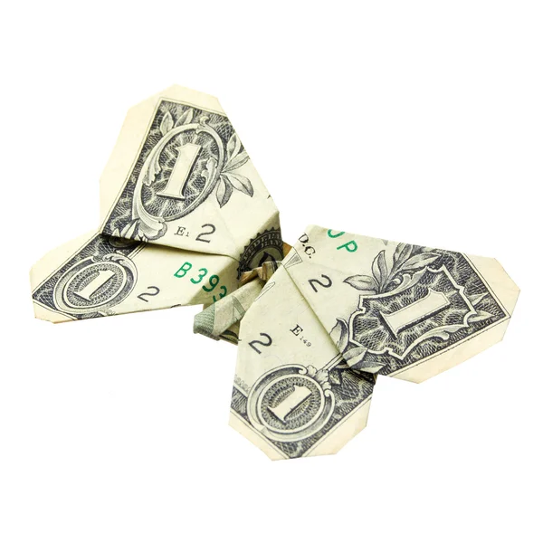 Один доллар оригами. Isolated — стоковое фото