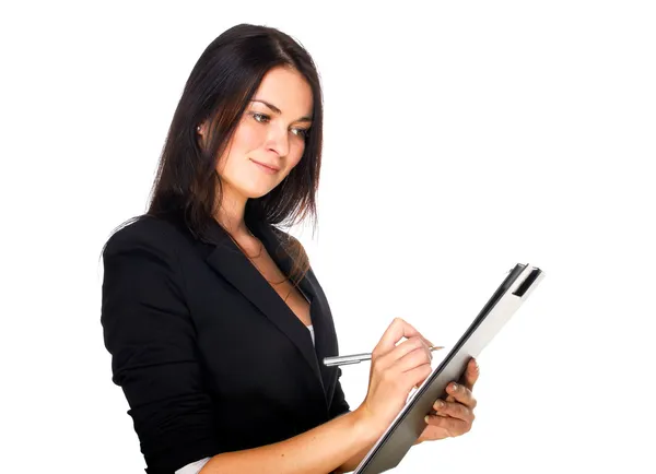 Business woman taking notes — Stock Photo, Image
