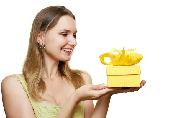 stock image Woman holding gift box