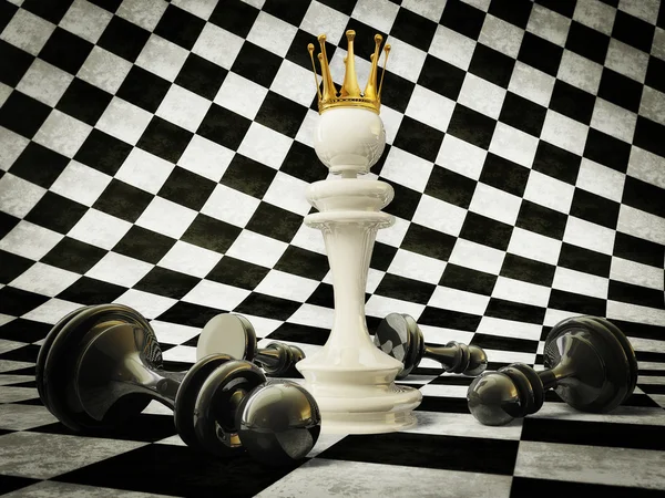 Piezas de ajedrez 3d sobre un fondo blanco y negro — Foto de Stock