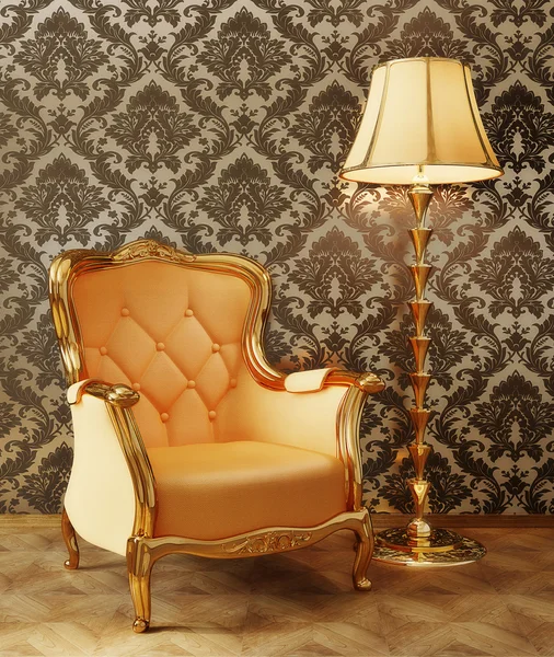 Сучасний інтер'єр кімнати з гарним класичним кріслом всередині — стокове фото