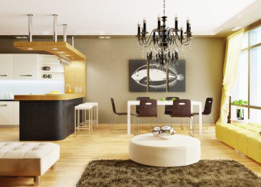 içinde güzel mobilyalar ile modern iç odası.