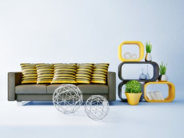 içinde güzel mobilyalar ile modern iç odası.