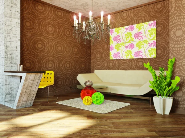 Moderna sala interna con bei mobili all'interno . — Foto Stock