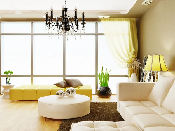 Quarto interior moderno com mobiliário agradável dentro . Fotografias De Stock Royalty-Free